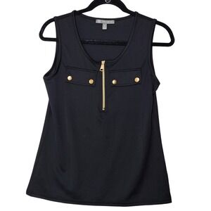 Daisy Fuentes Top Women S Black Sleeveless Zip Front Utility Tank